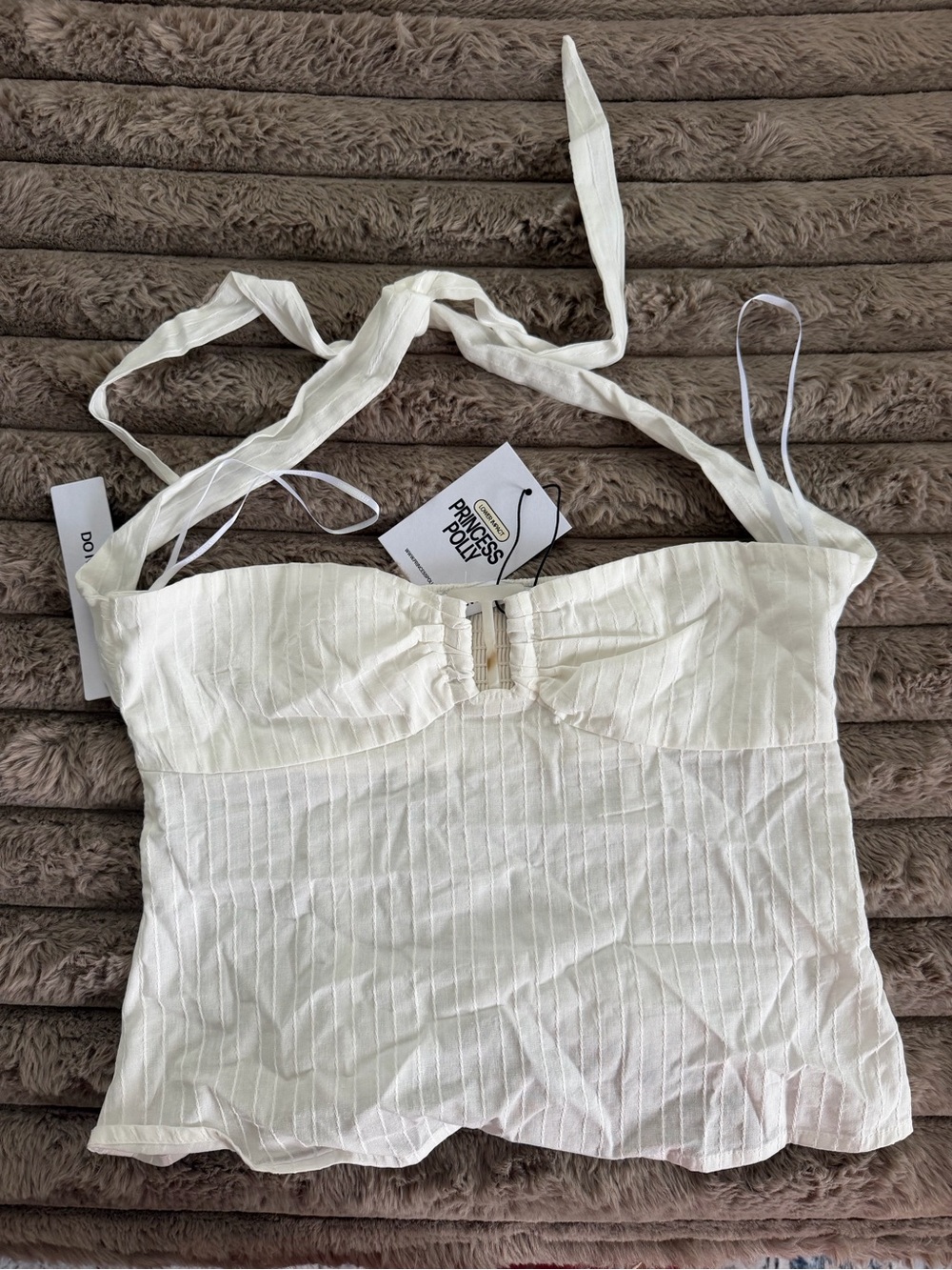 Princess Polly White Halter Tie Top